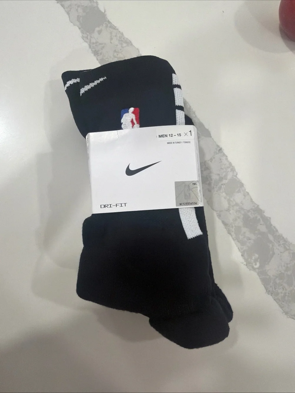 NBA Black Crew Athletic Socks with White Logos